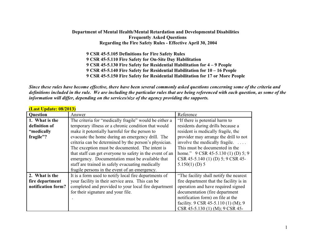 Department of Mental Health/Mental Retardation and Developmental Disabilities