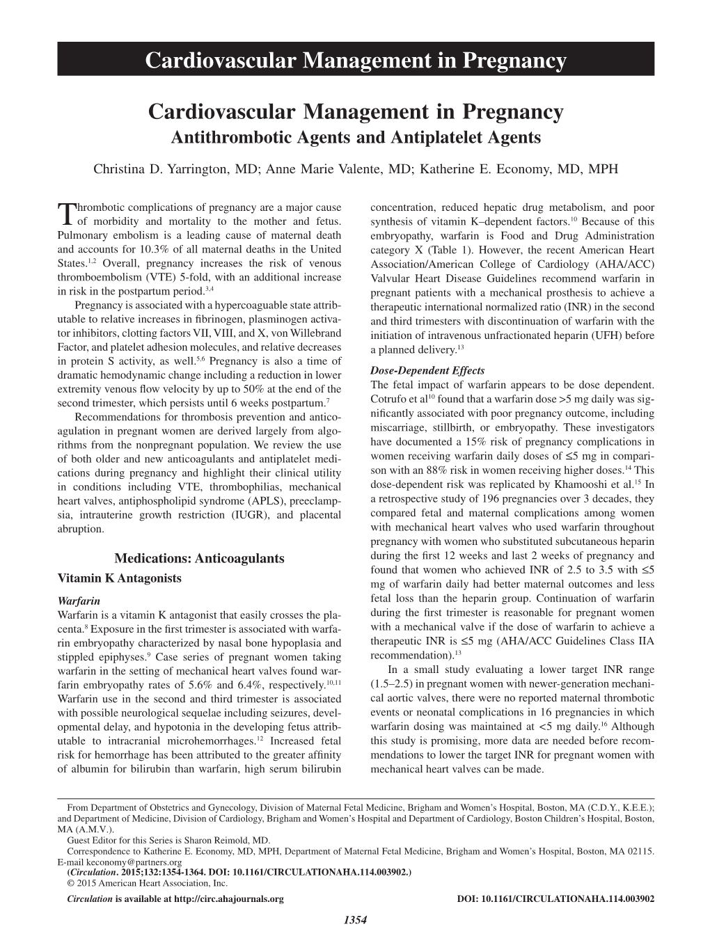 Cardiovascular Management in Pregnancy