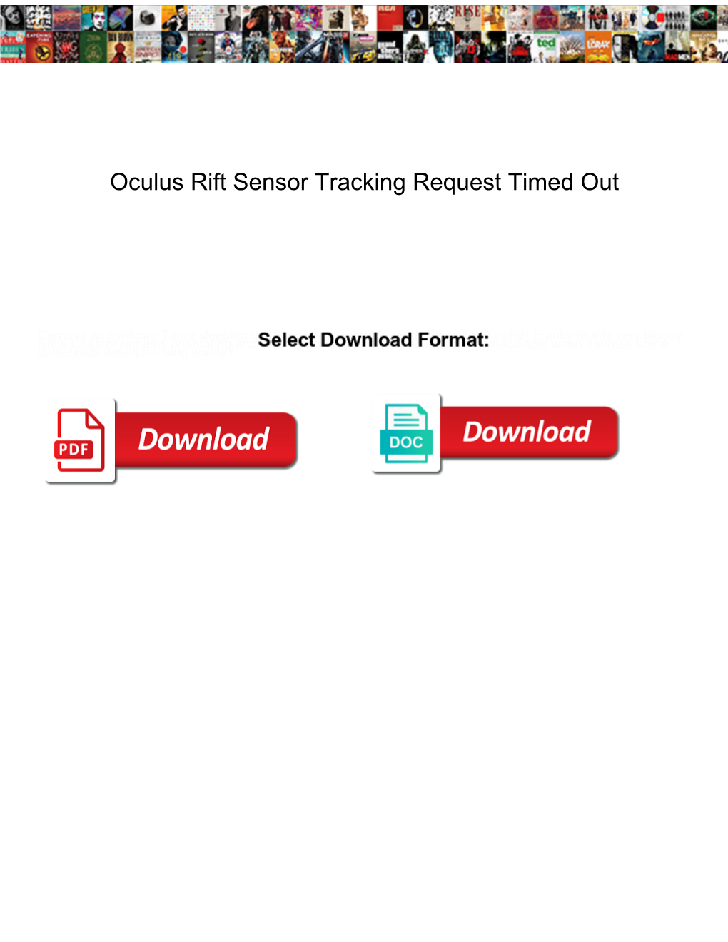 Oculus Rift Sensor Tracking Request Timed Out