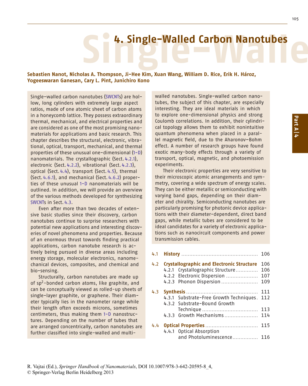 4. Single-Walled Carbon Nanotubes Sebastien Nanot, Nicholas A