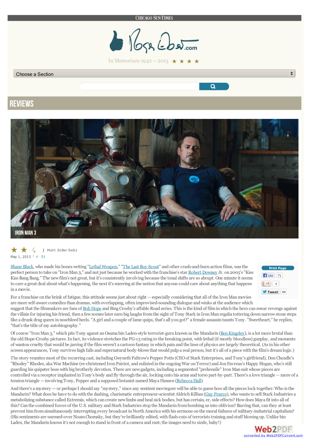 Iron Man 3 Movie Review & Film Summary (2013) | Roger Ebert