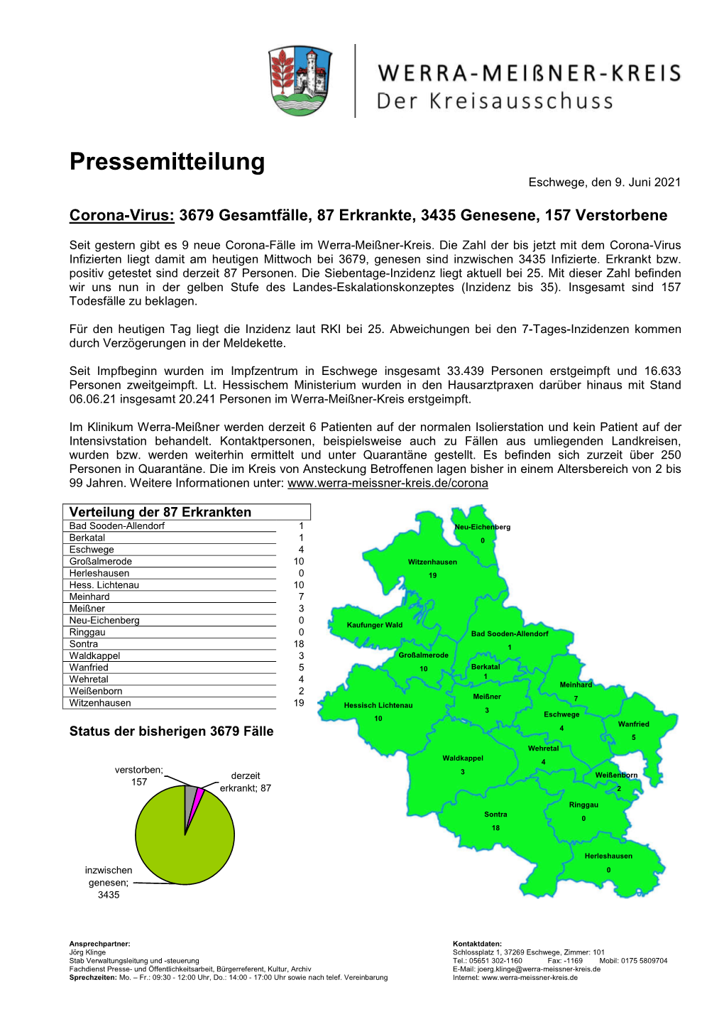 Pressemitteilung Eschwege, Den 9