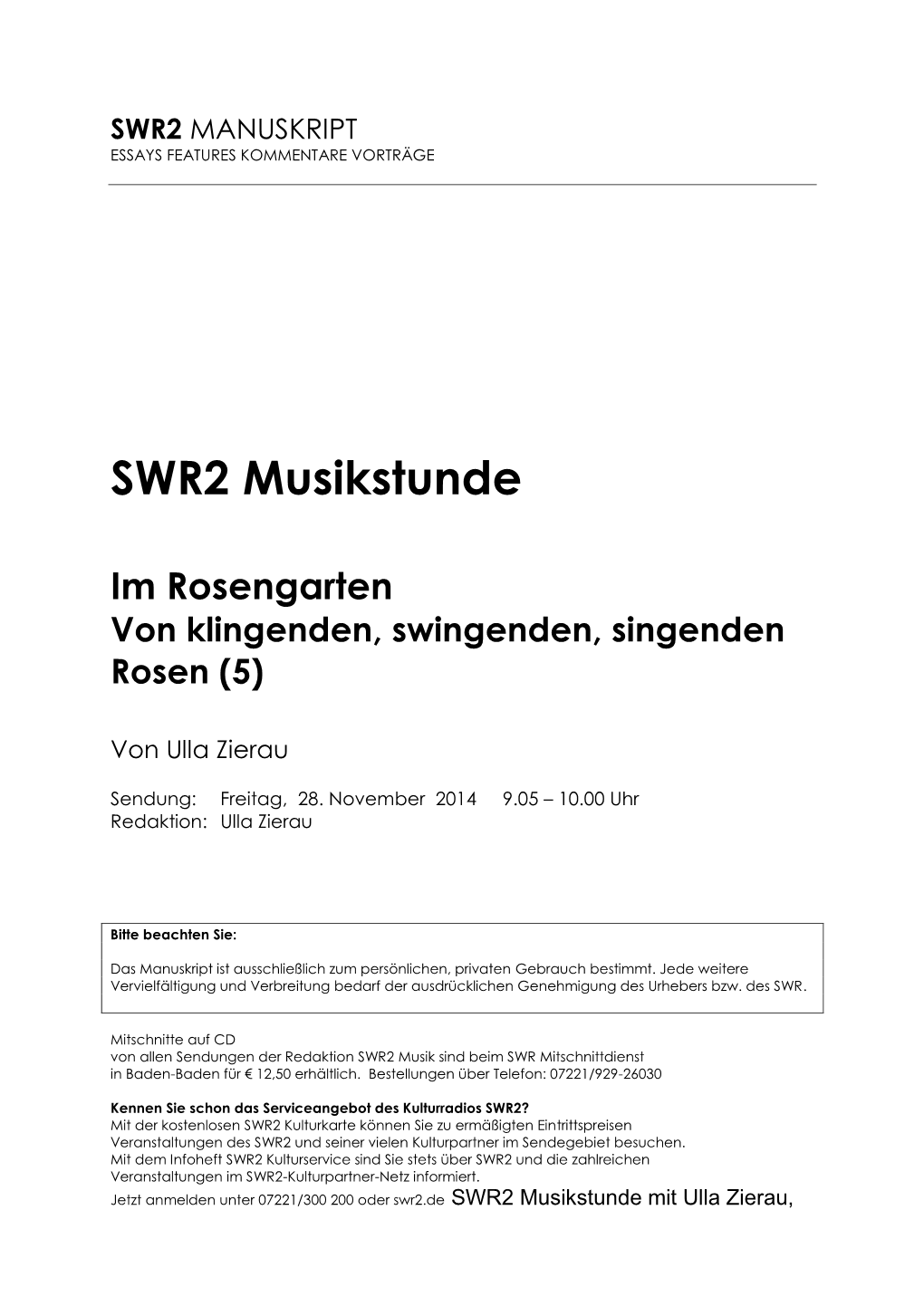 SWR2 Musikstunde