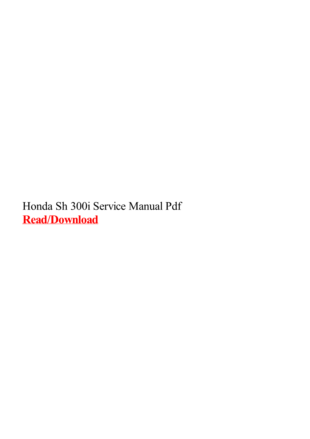 Honda Sh 300I Service Manual Pdf