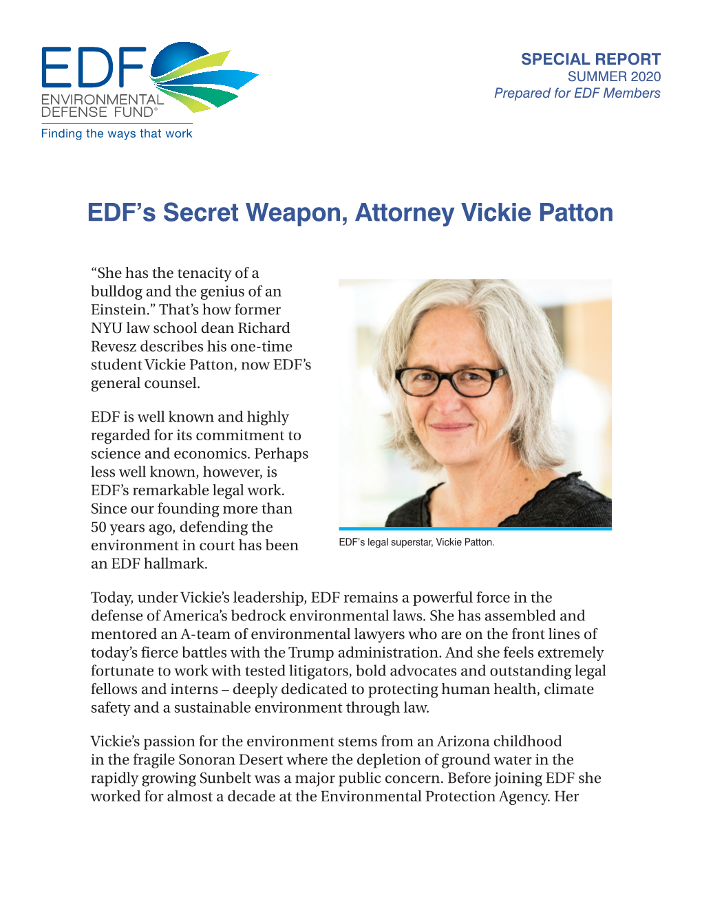 EDF's Secret Weapon, Attorney Vickie Patton