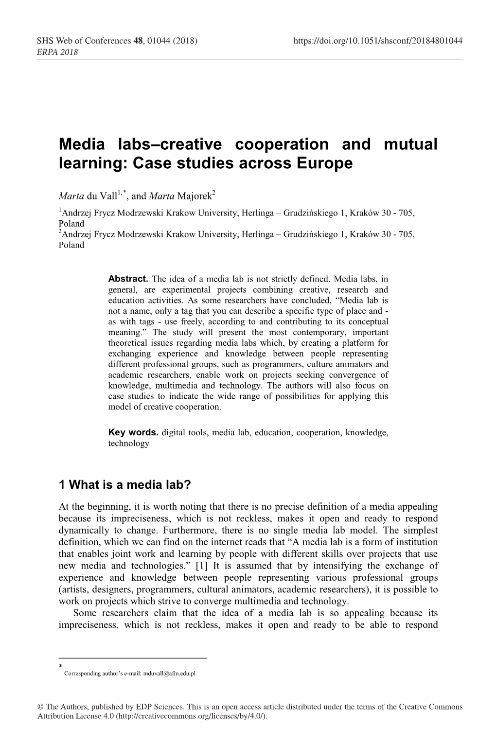 Media Labs–Creative Cooperation and Mutual Learning: Case Studies Across Europe