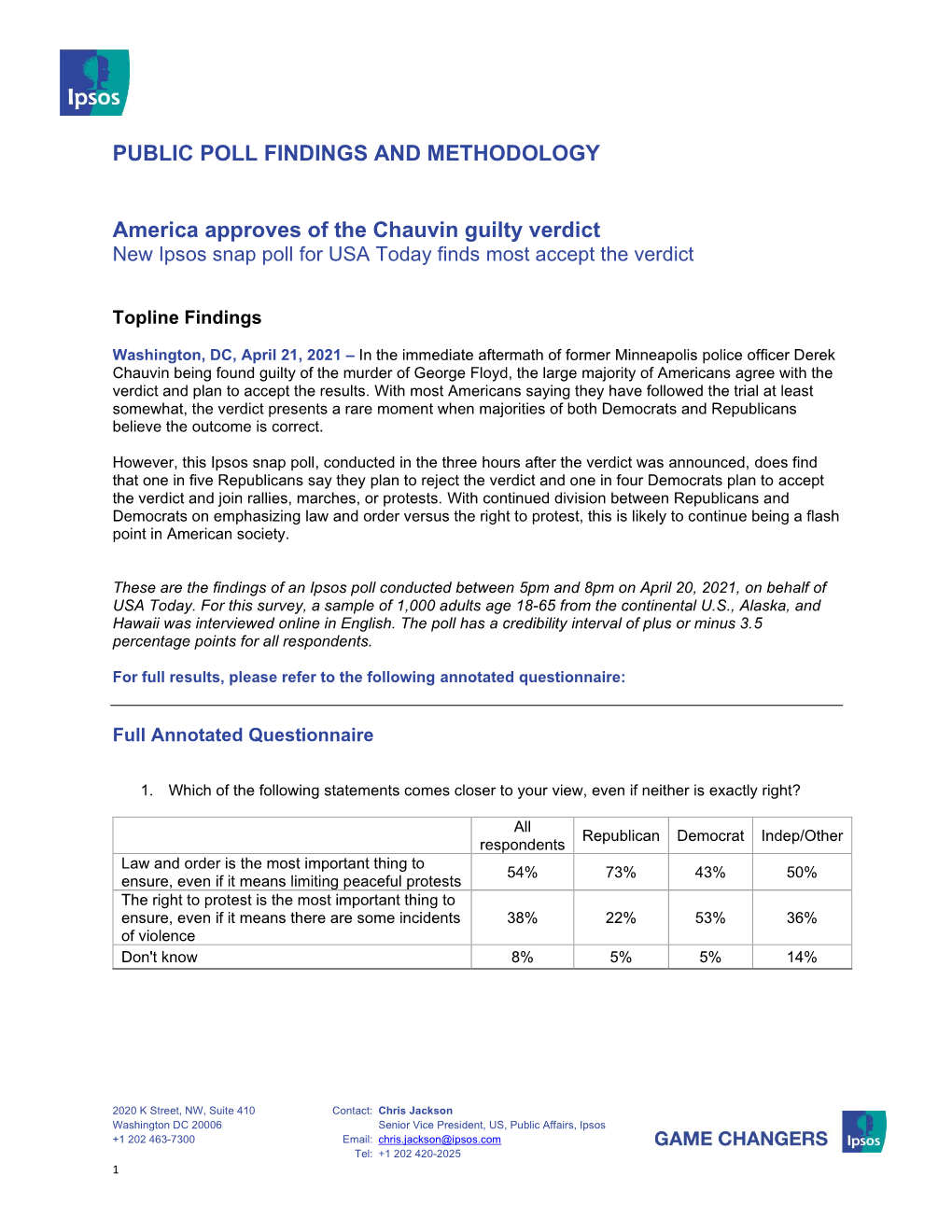 New Ipsos Snap Poll for USA Today Finds Most Accept the Verdict