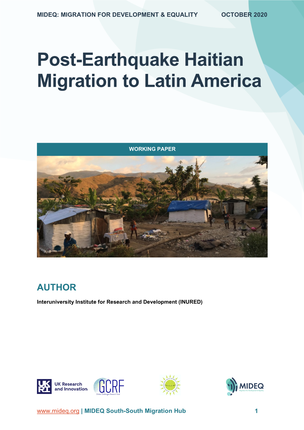 Post-Earthquake Haitian Migration to Latin America