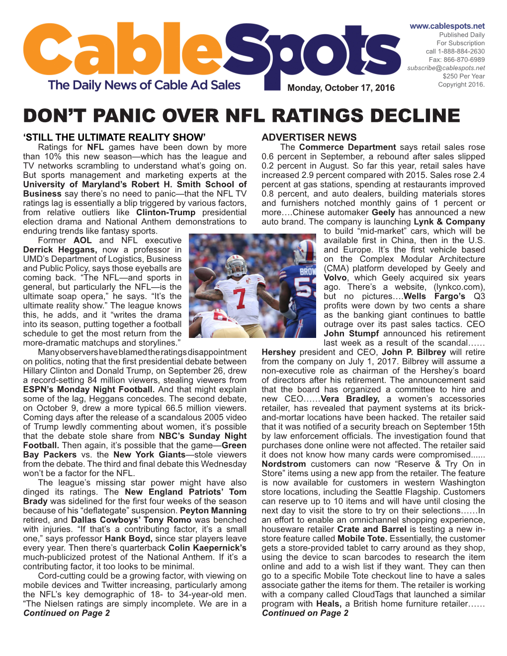 Don't Panic Over Nfl Ratings Decline