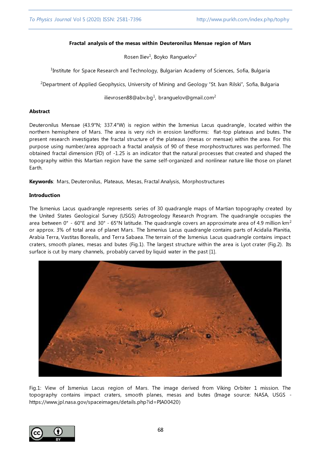 Fractal Analysis of the Mesas Within Deuteronilus Mensae Region of Mars