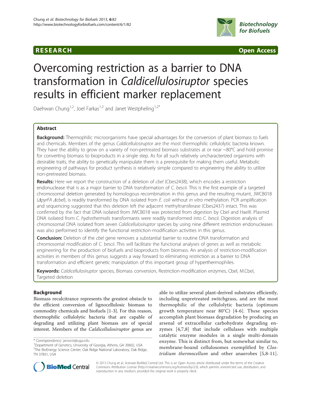 Overcoming Restriction As a Barrier to DNA Transformation In