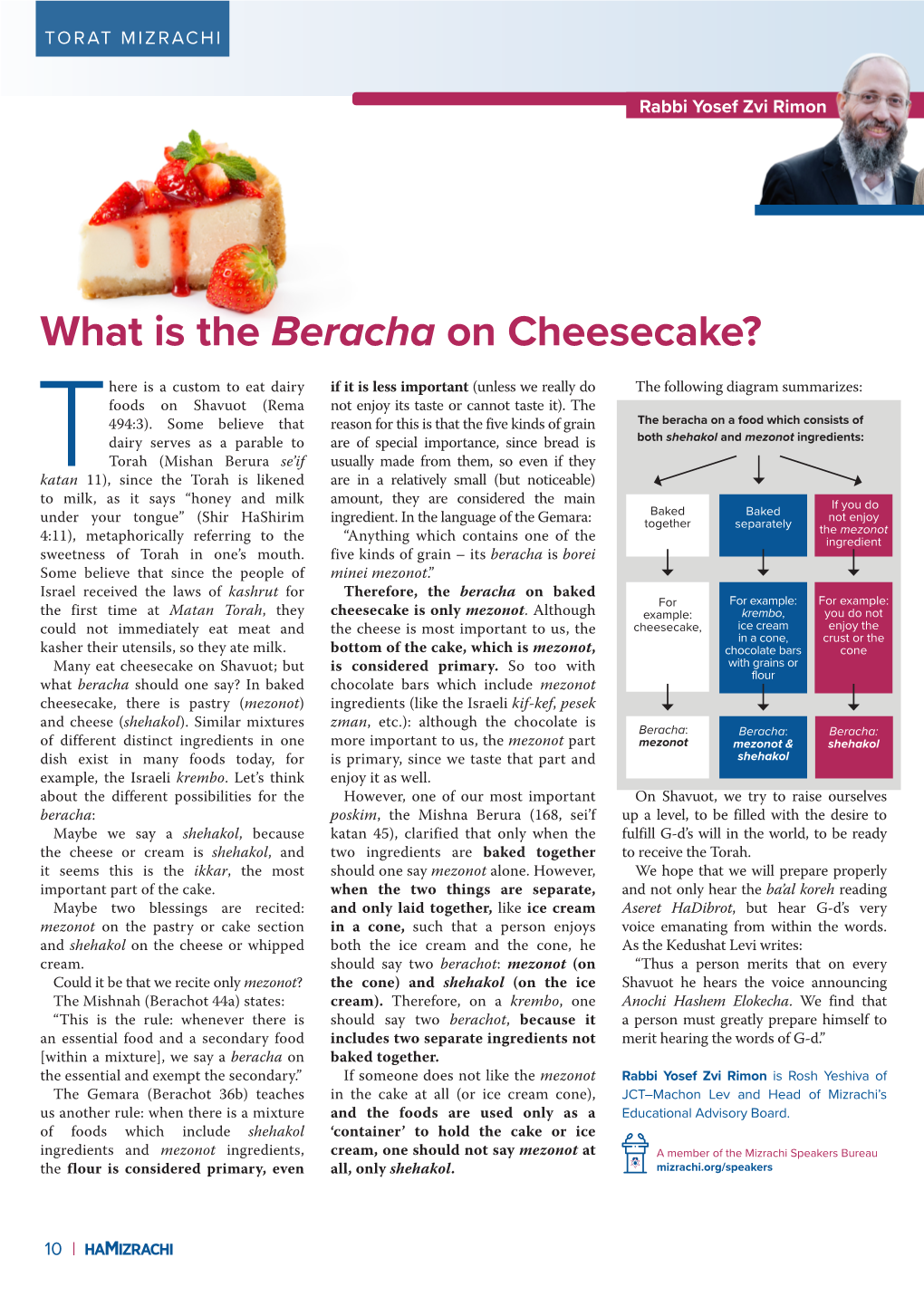 What Is the Beracha on Cheesecake?