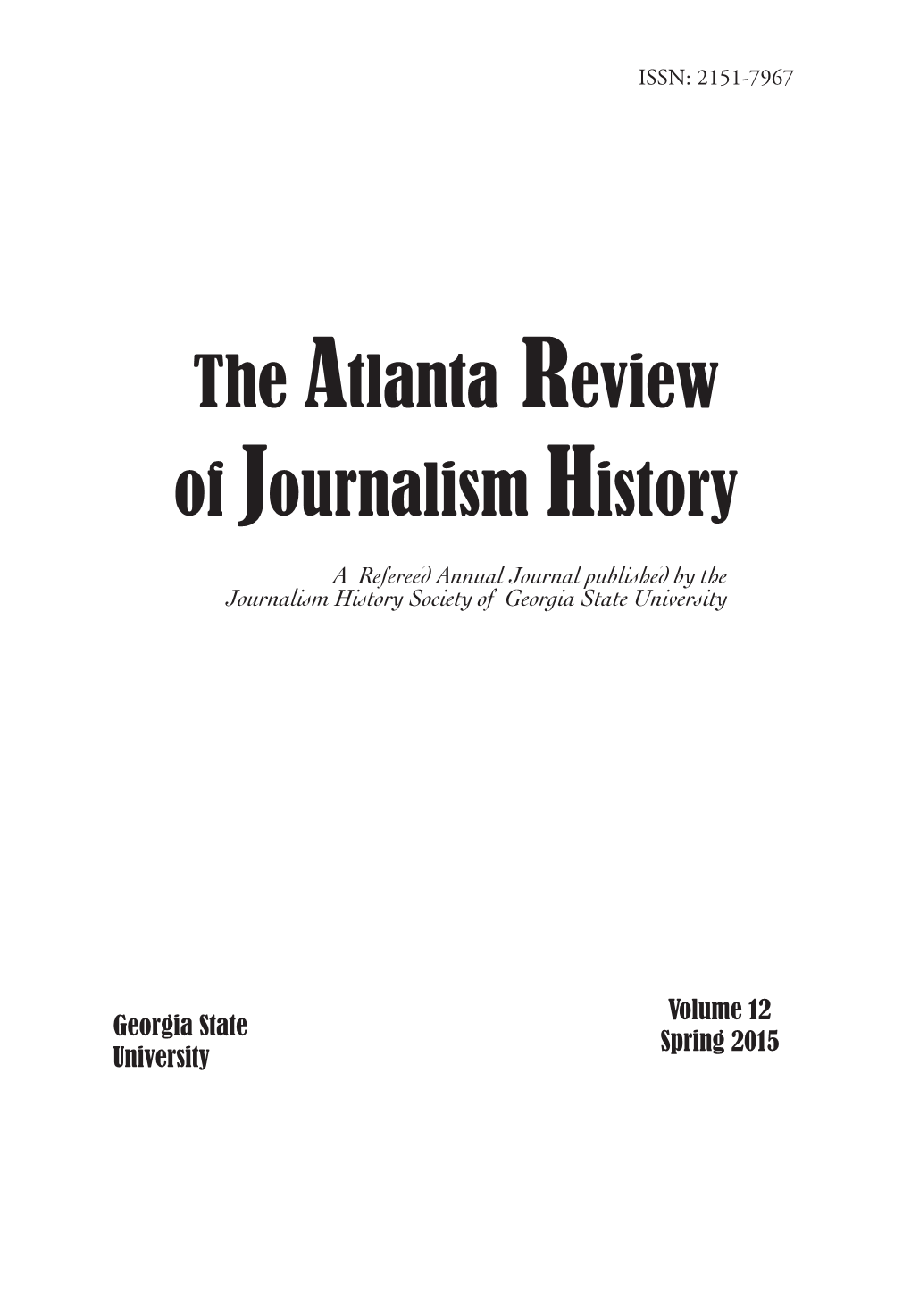 The Atlanta Review of Journalism History