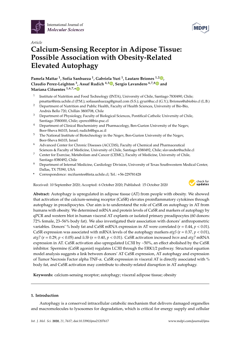 Calcium-Sensing Receptor in Adipose Tissue: Possible Association with Obesity-Related Elevated Autophagy