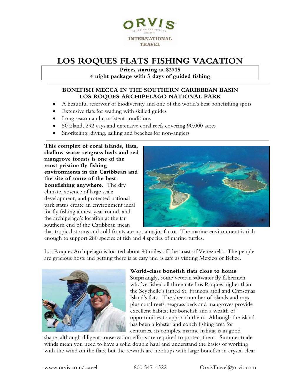 LOS ROQUES FLATS FISHING VACATION Prices Starting at $2715 4 Night Package with 3 Days of Guided Fishing