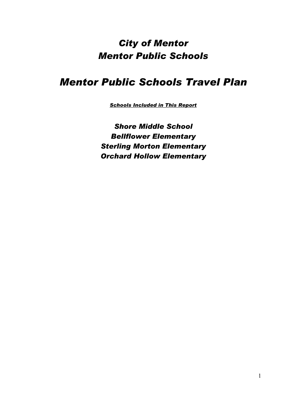 Mentor Public Schools Travel Plan