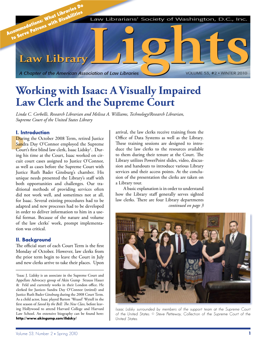 A Visually Impaired Law Clerk and the Supreme Court Linda C