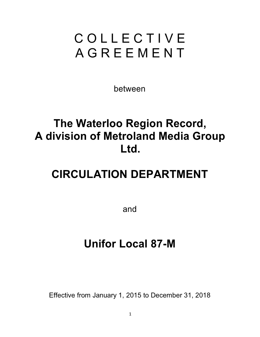 Circulation Collective Agreement