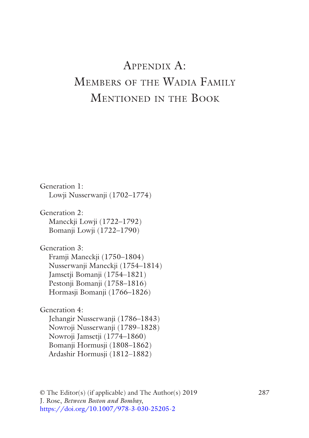 Appendix A: Members of the Wadia Family Mentioned in the Book