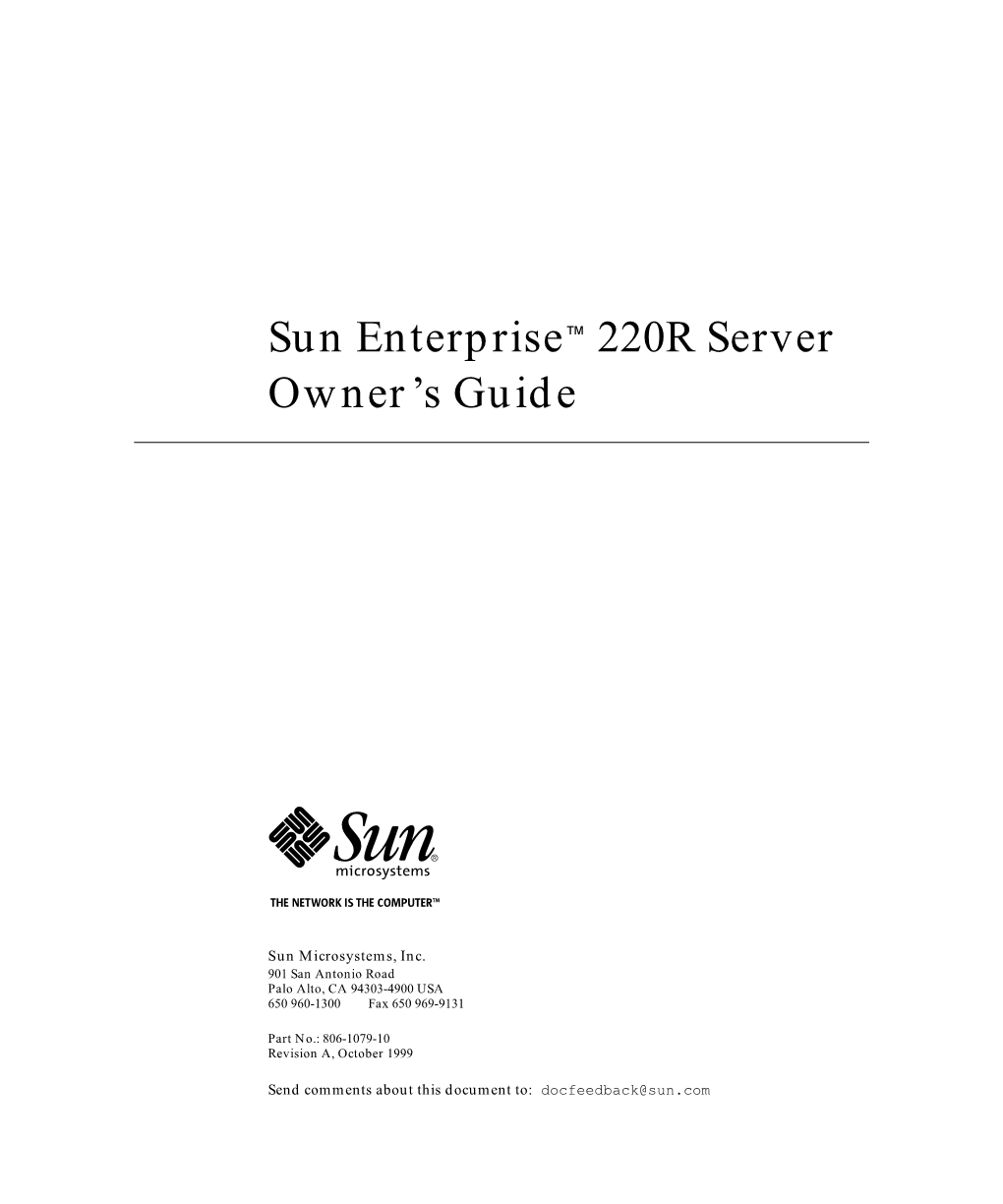 Sun Enterprise 220R Server Owner's Guide