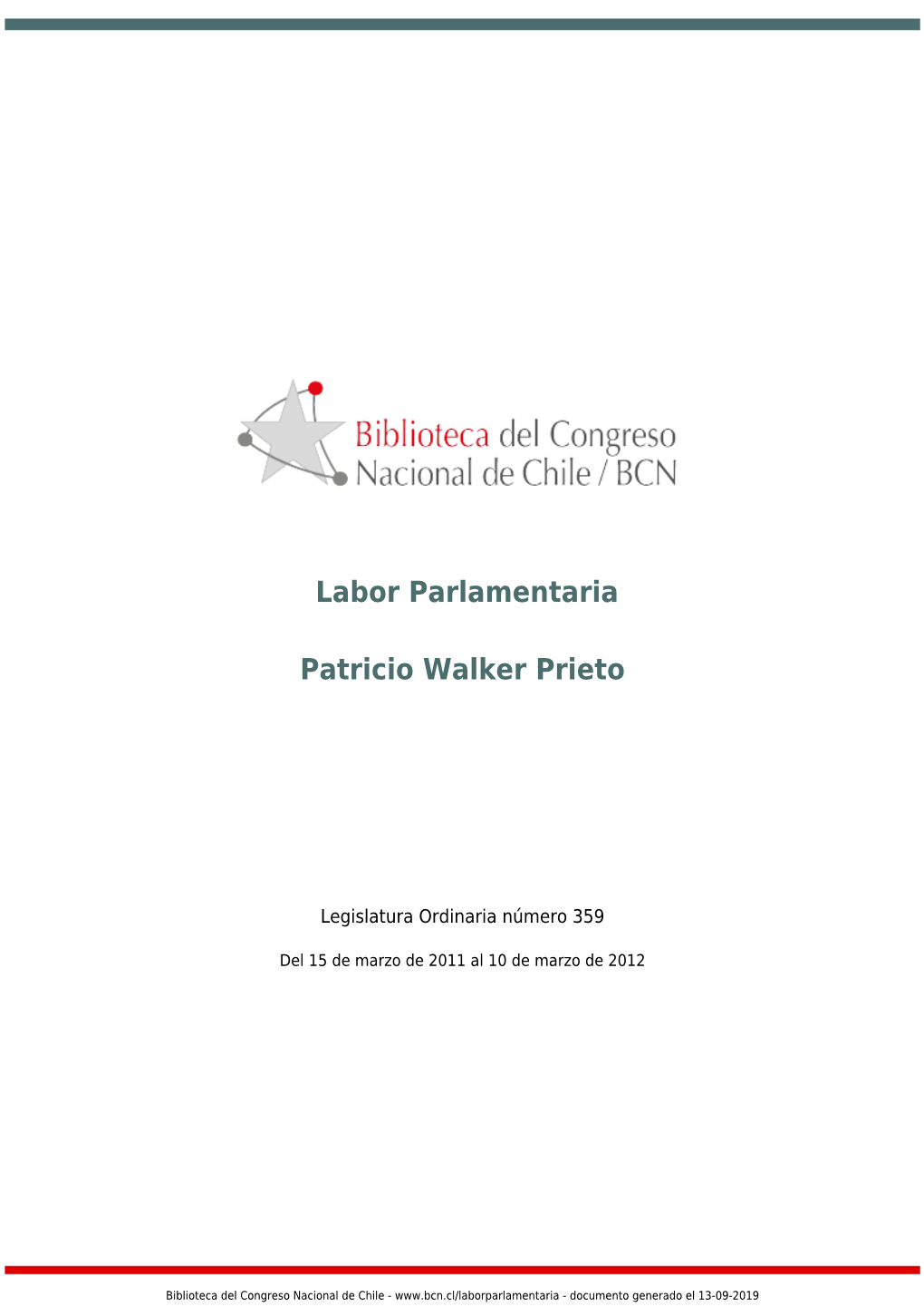 Labor Parlamentaria Patricio Walker Prieto
