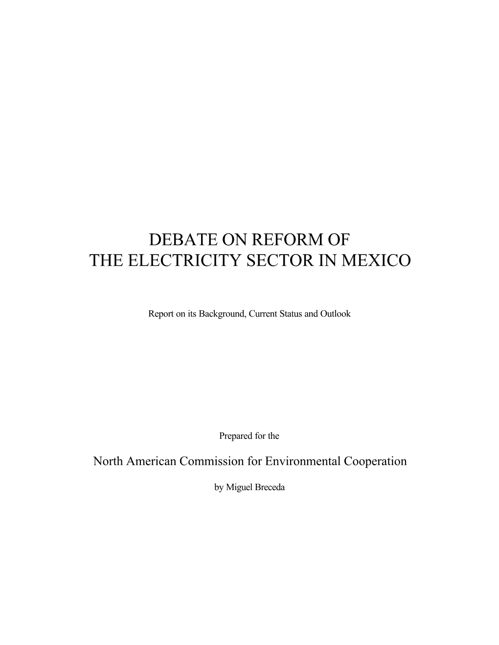 Debate on Reform of the Electricity Sector in Mexico