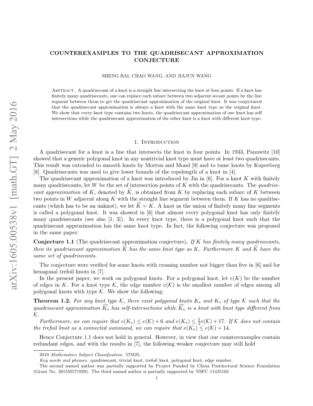 Counterexamples to the Quadrisecant Approximation Conjecture