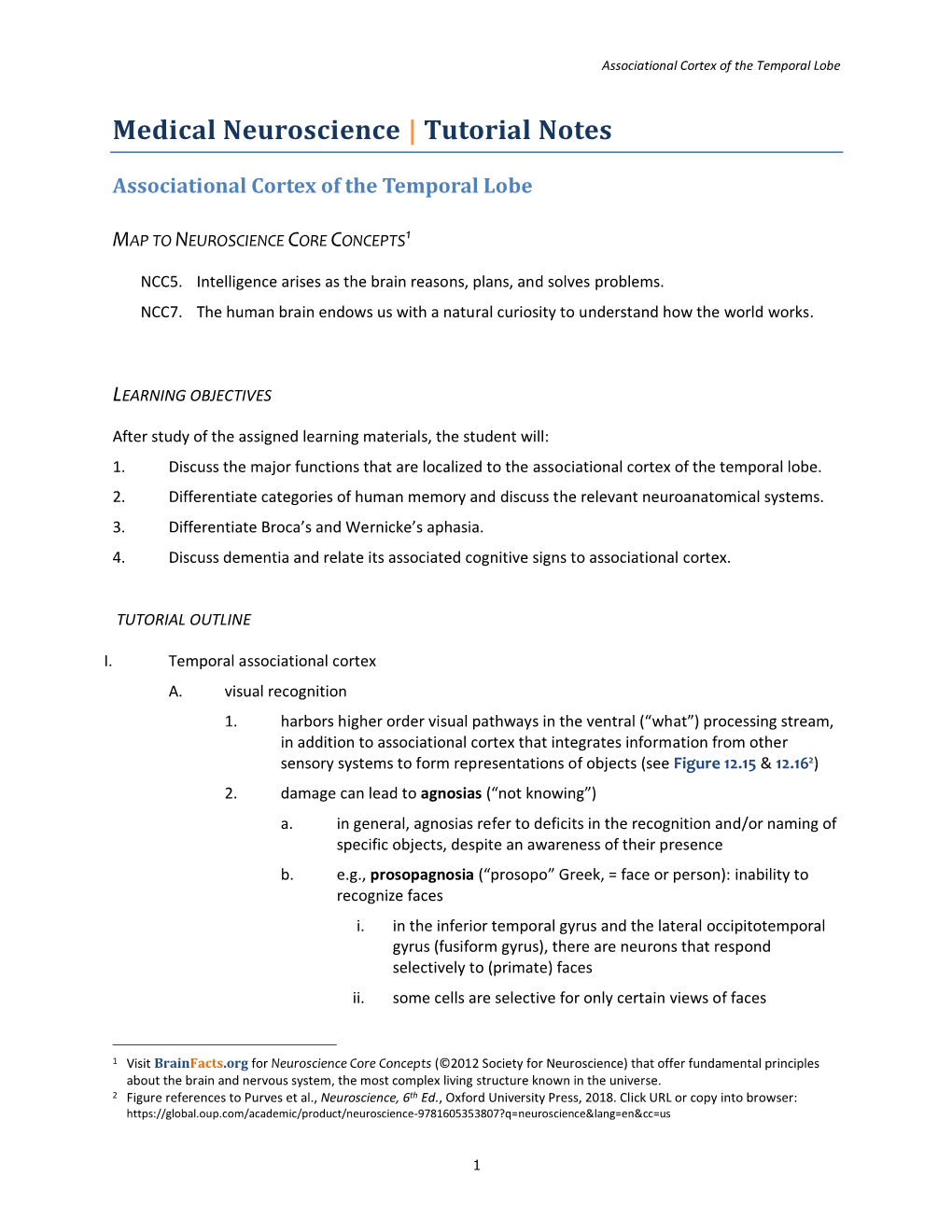 Medical Neuroscience | Tutorial Notes