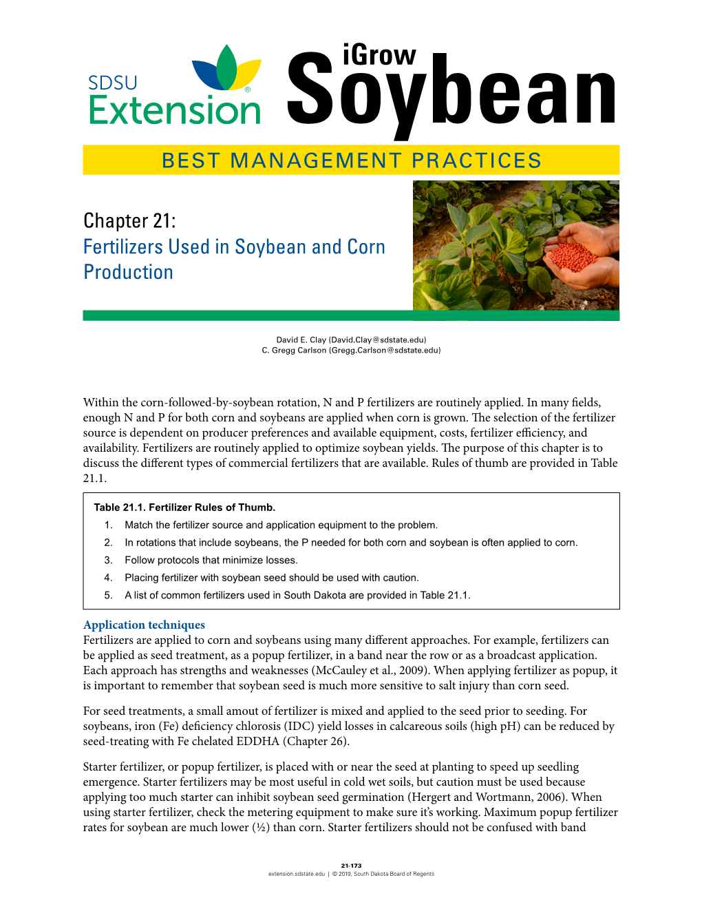 Fertilizers Used in Soybean and Corn Production