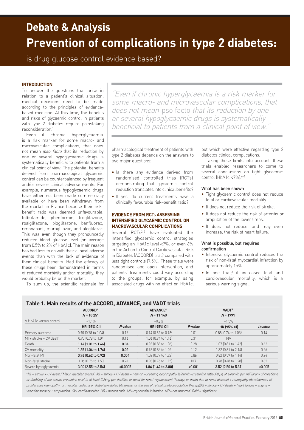 Prevention of Complications in Type 2 Diabetes: Is Drug Glucose Control Evidence Based?