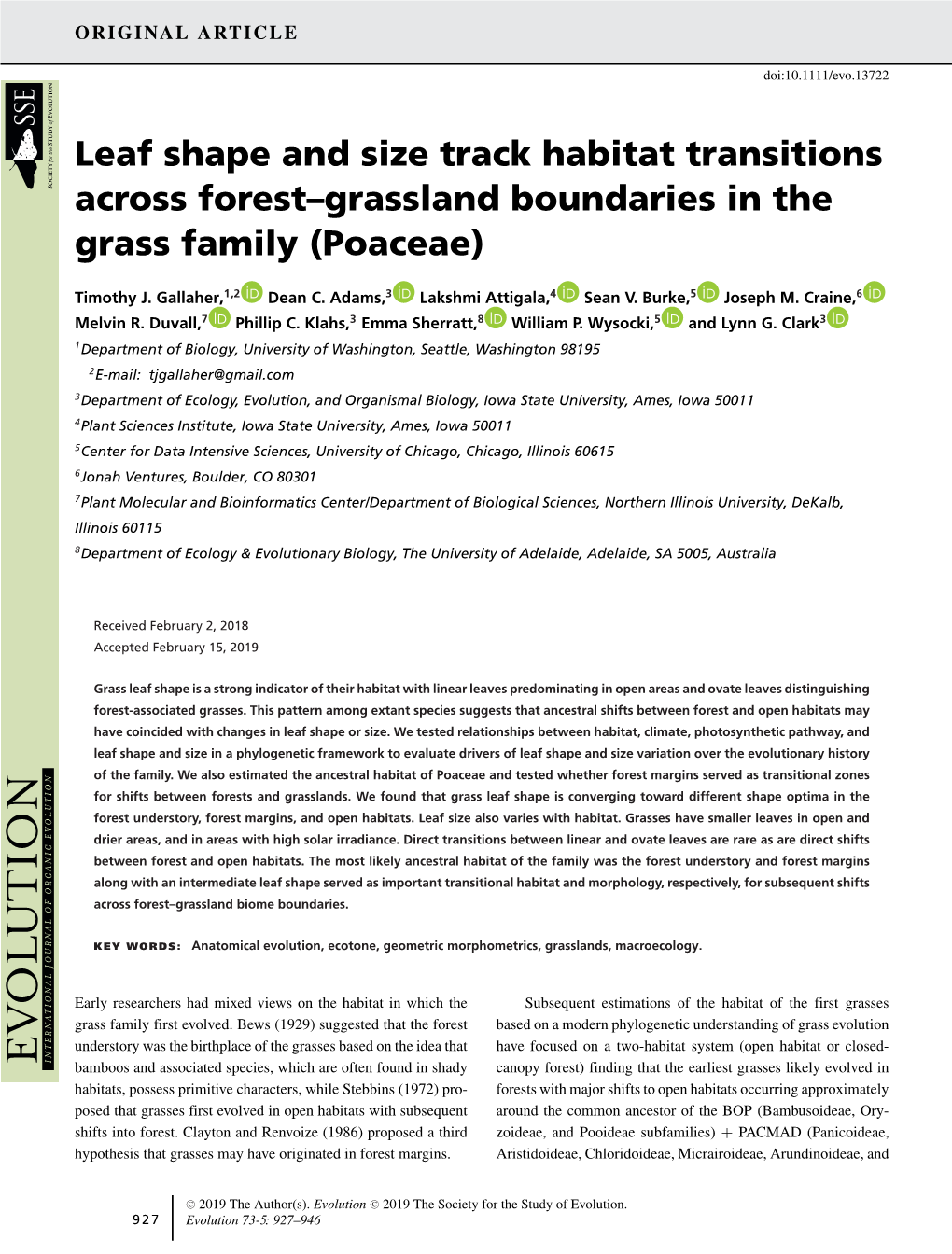 Leaf Shape Tracks Transitions Across Forest-Grassland
