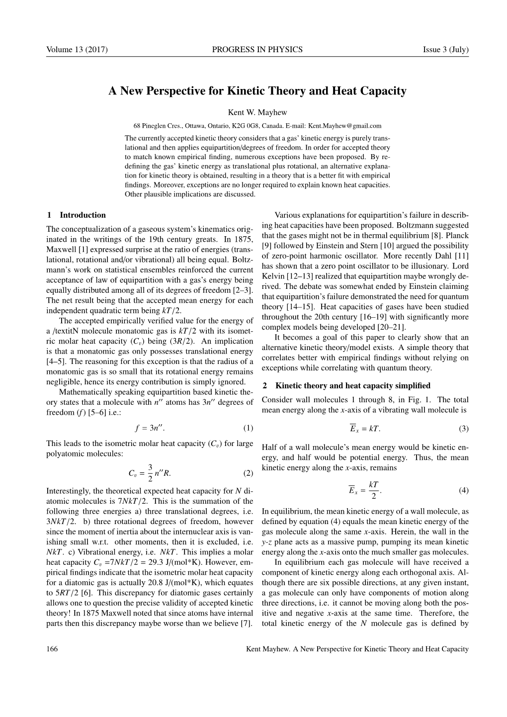 A New Perspective for Kinetic Theory and Heat Capacity