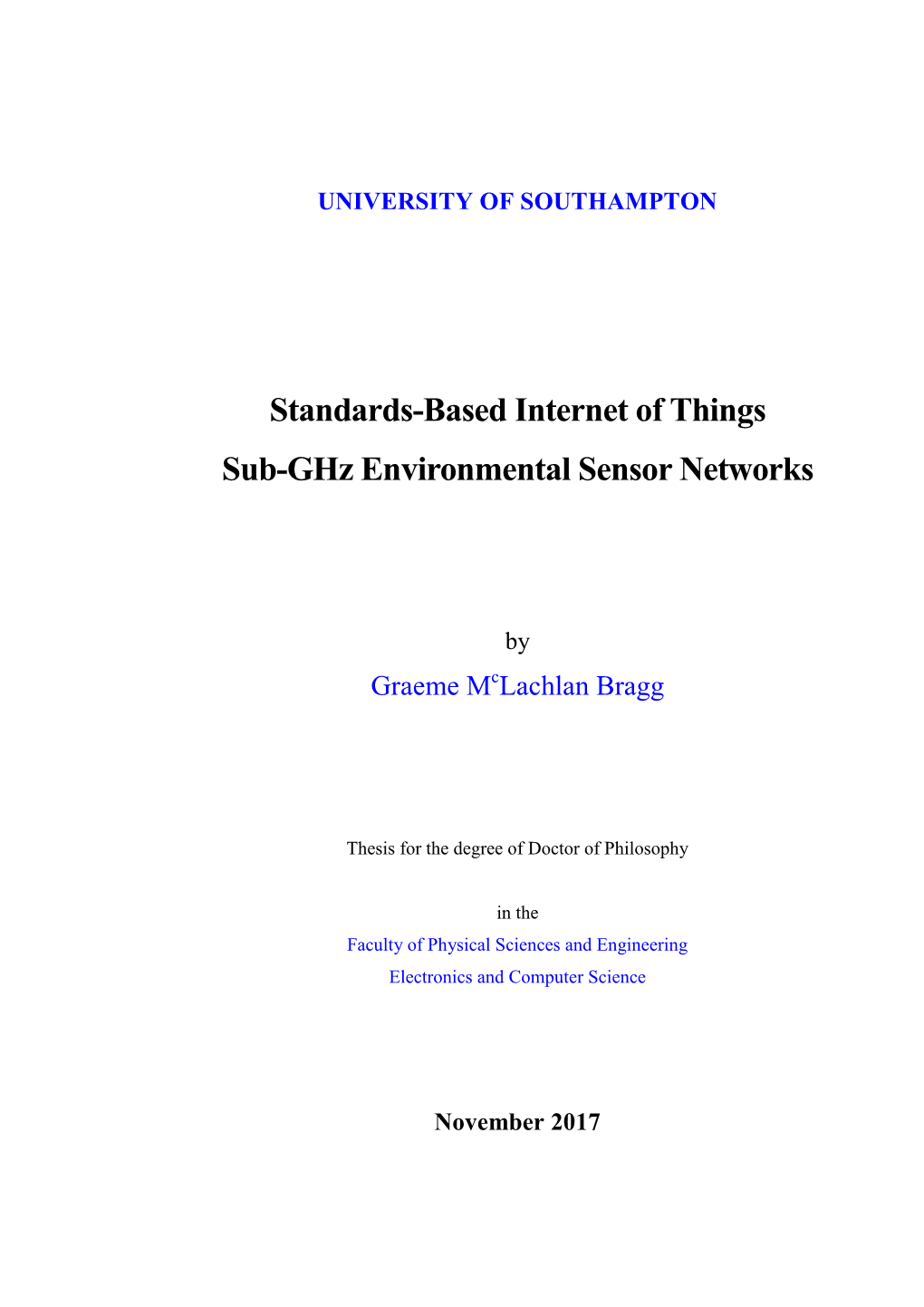 Standards-Based Internet of Things Sub-Ghz Environmental Sensor Networks