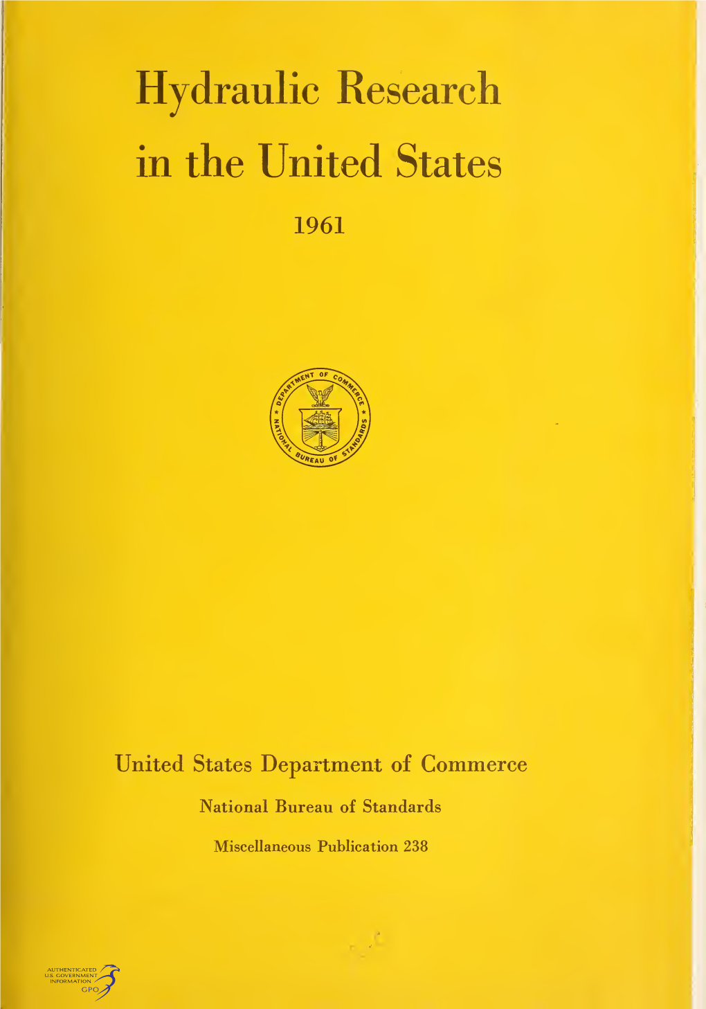 Hydraulic Research in the United States 1961