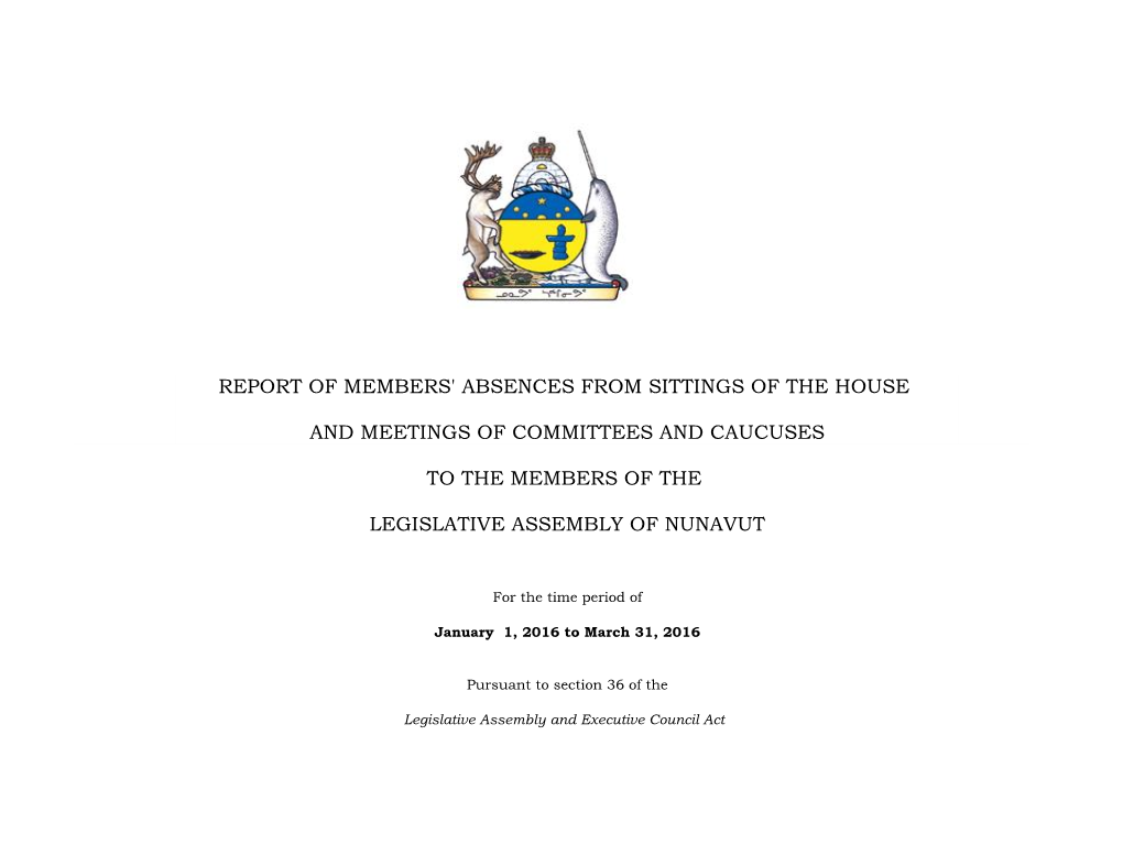 Report of Members' Absences from Sittings of the House