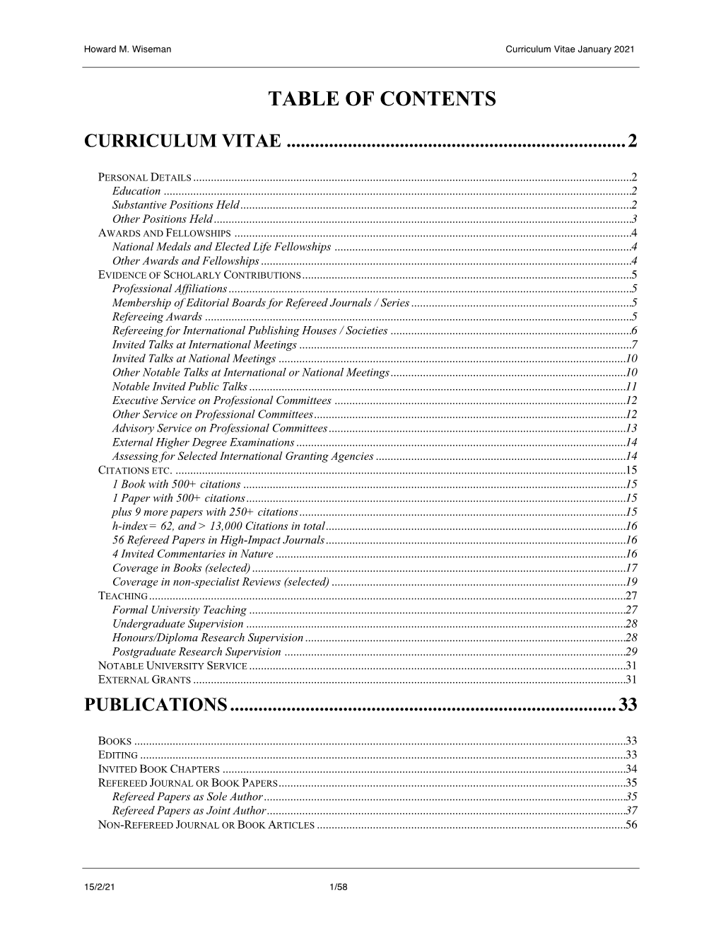 Table of Contents