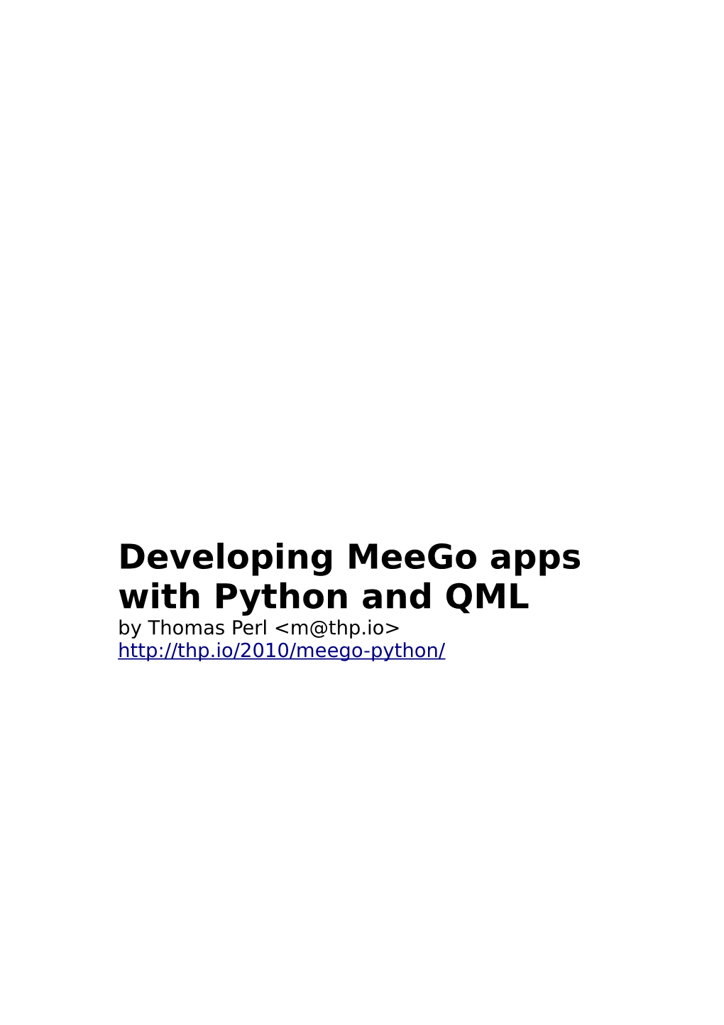 Developing Meego Apps with Python And