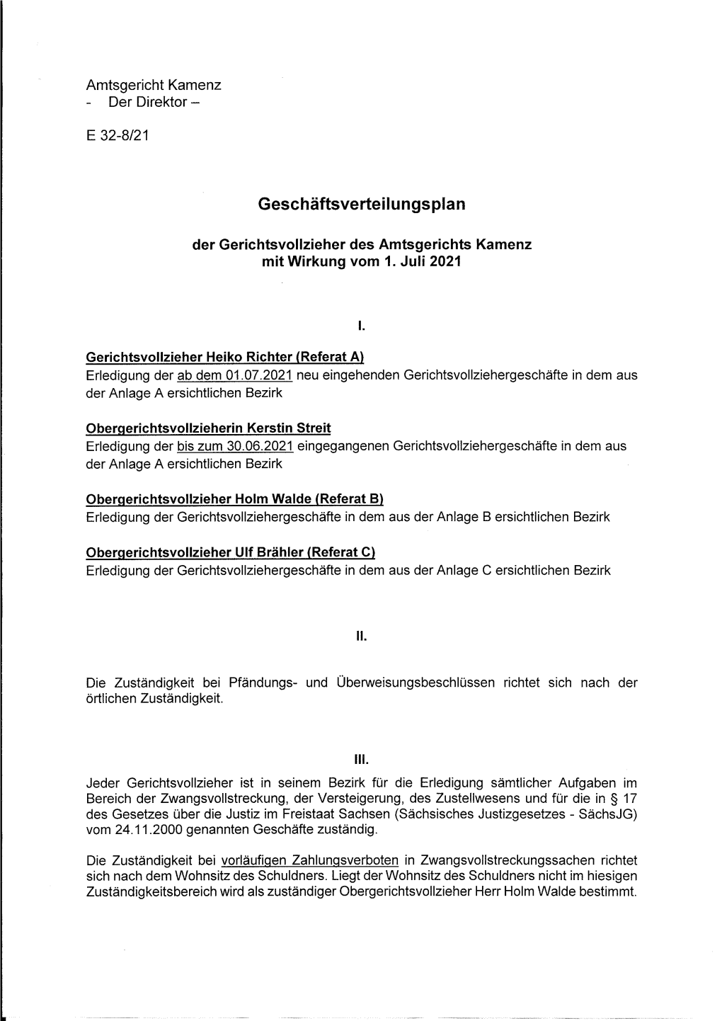 Geschäftsverteilungsplan