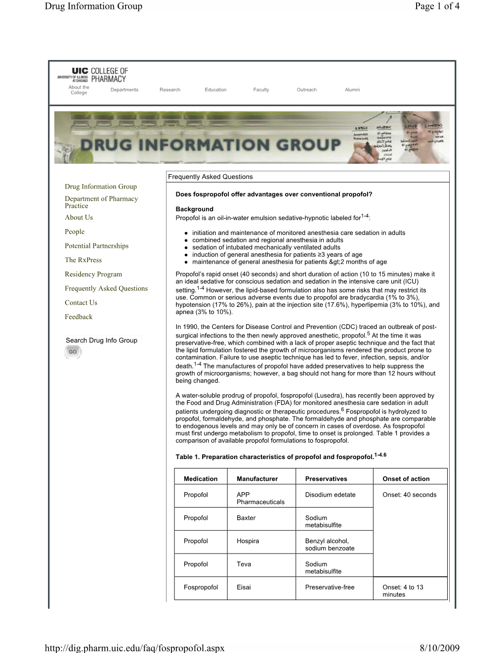Page 1 of 4 Drug Information Group 8/10/2009