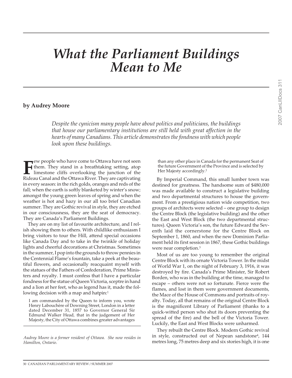 What the Parliament Buildings Mean to Me