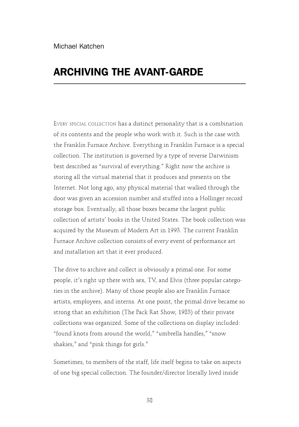 Archiving the Avant Garde