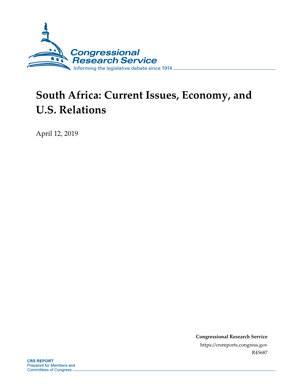 South Africa: Current Issues, Economy, and U.S