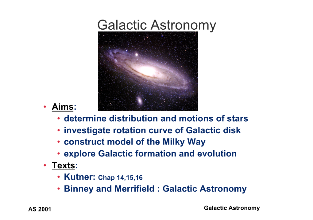 Galactic Astronomy