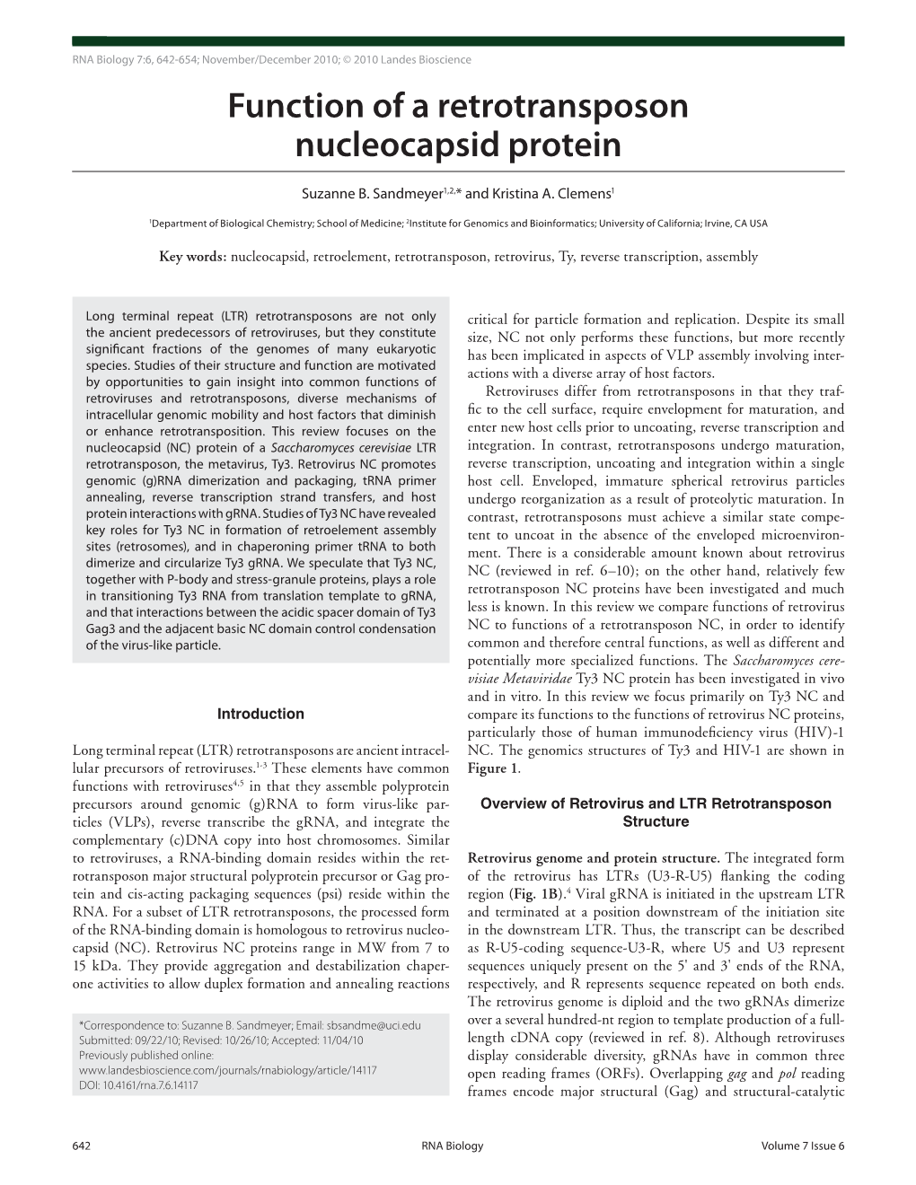 Function of a Retrotransposon Nucleocapsid Protein