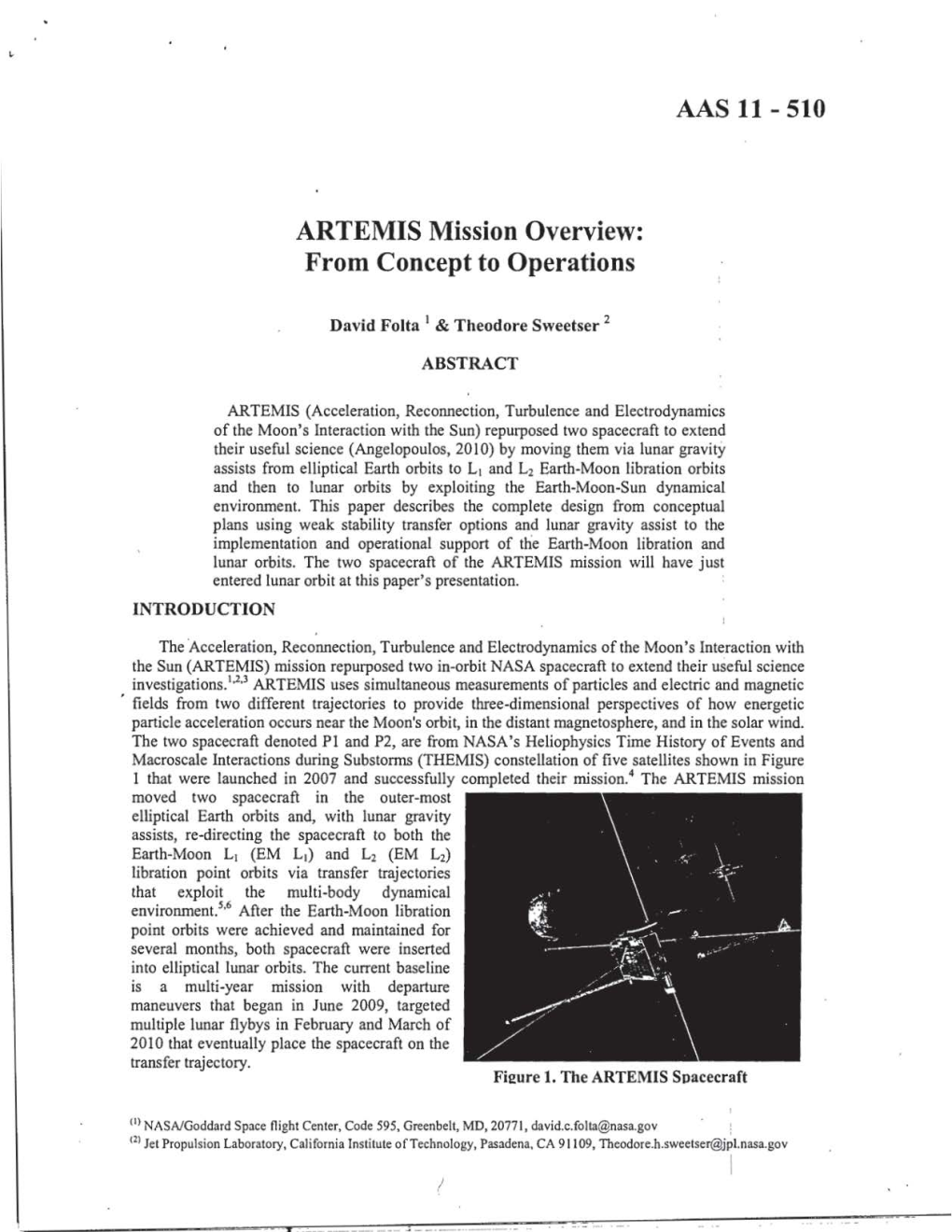 ARTEMIS Mission Overview: from Concept to Operations