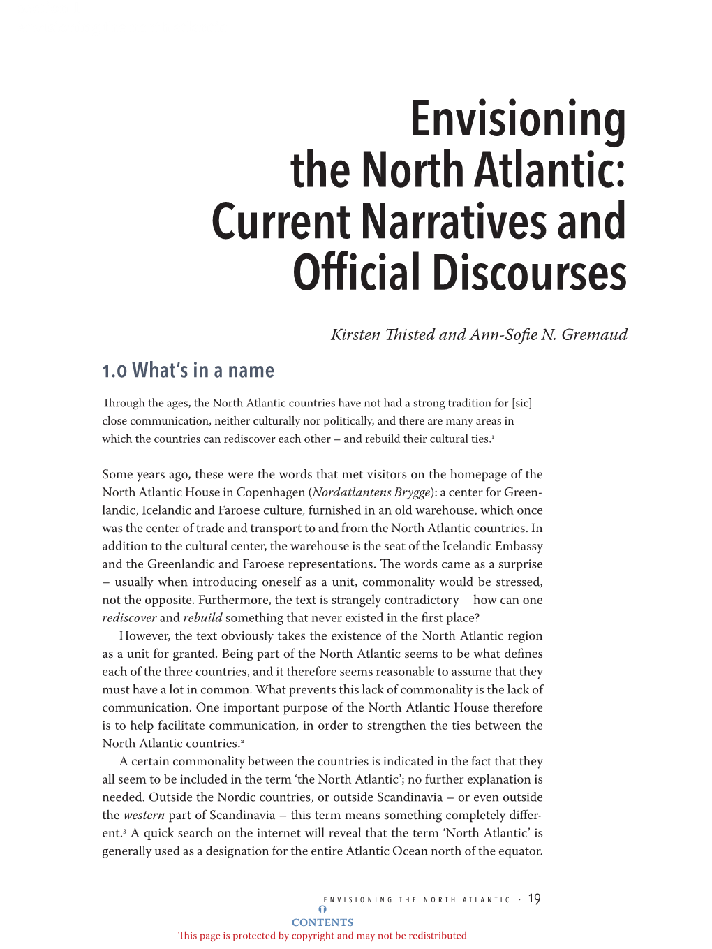 Envisioning the North Atlantic: Current Narratives and Official Discourses
