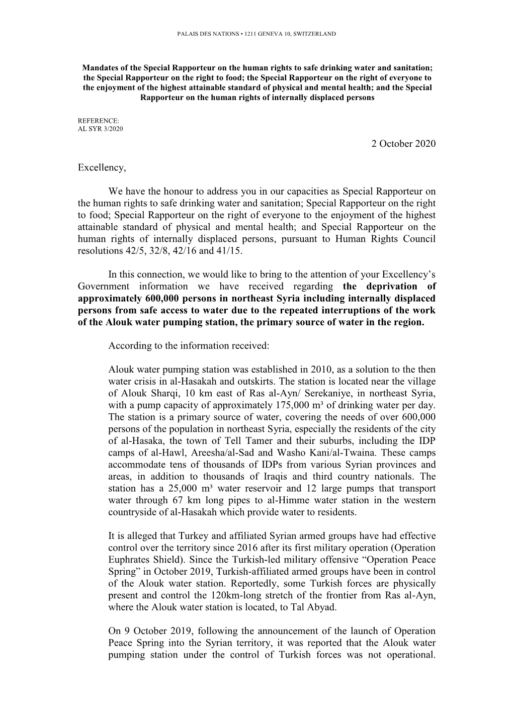 Syrian Arab Republic Ratified on 21 April 1969 – Recognize the Rights to an Adequate Standard of Living and to Health, Respectively