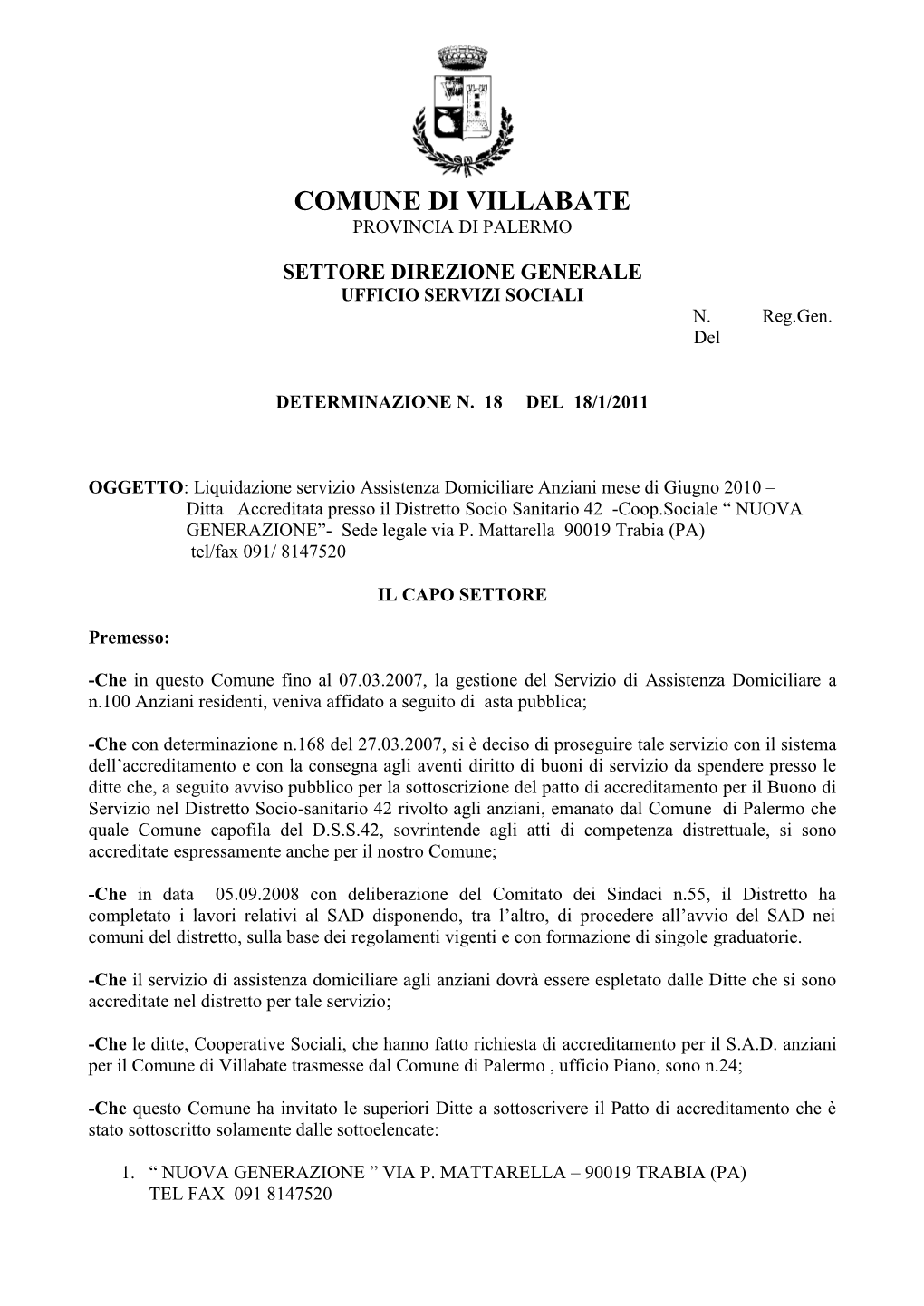 Comune Di Villabate Provincia Di Palermo