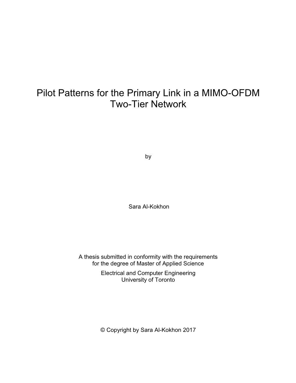 Pilot Patterns for the Primary Link in a MIMO-OFDM Two-Tier Network