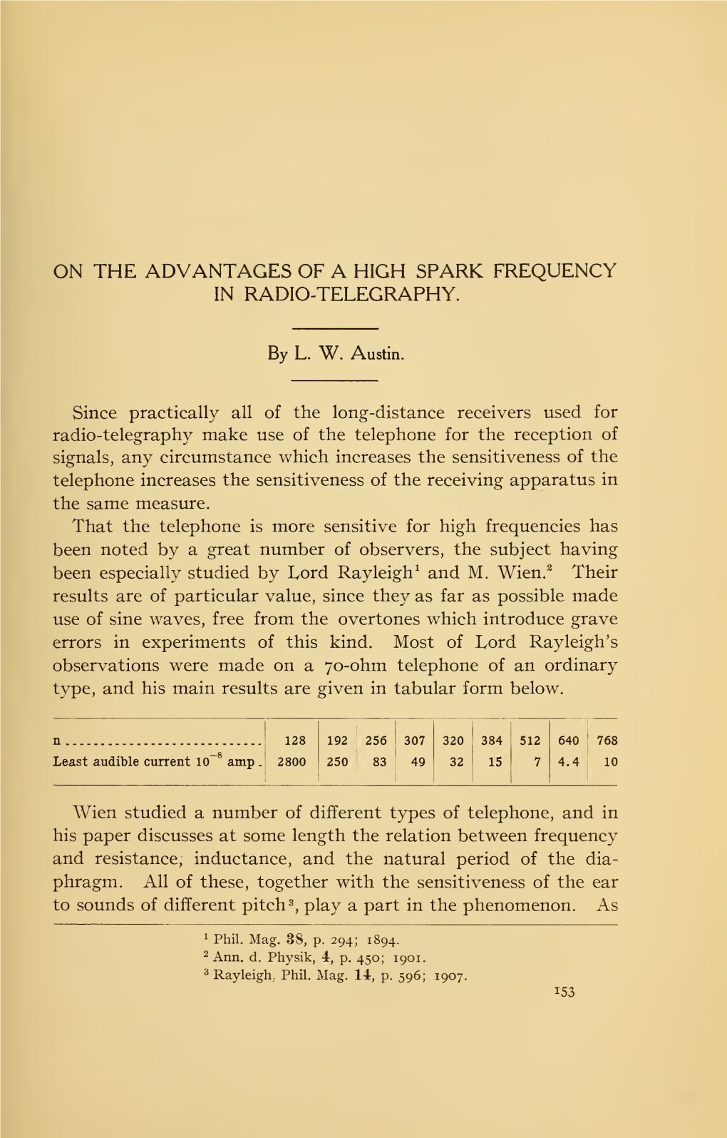 On the Advantages of High Spark-Frequency in Radio-Telegraphy